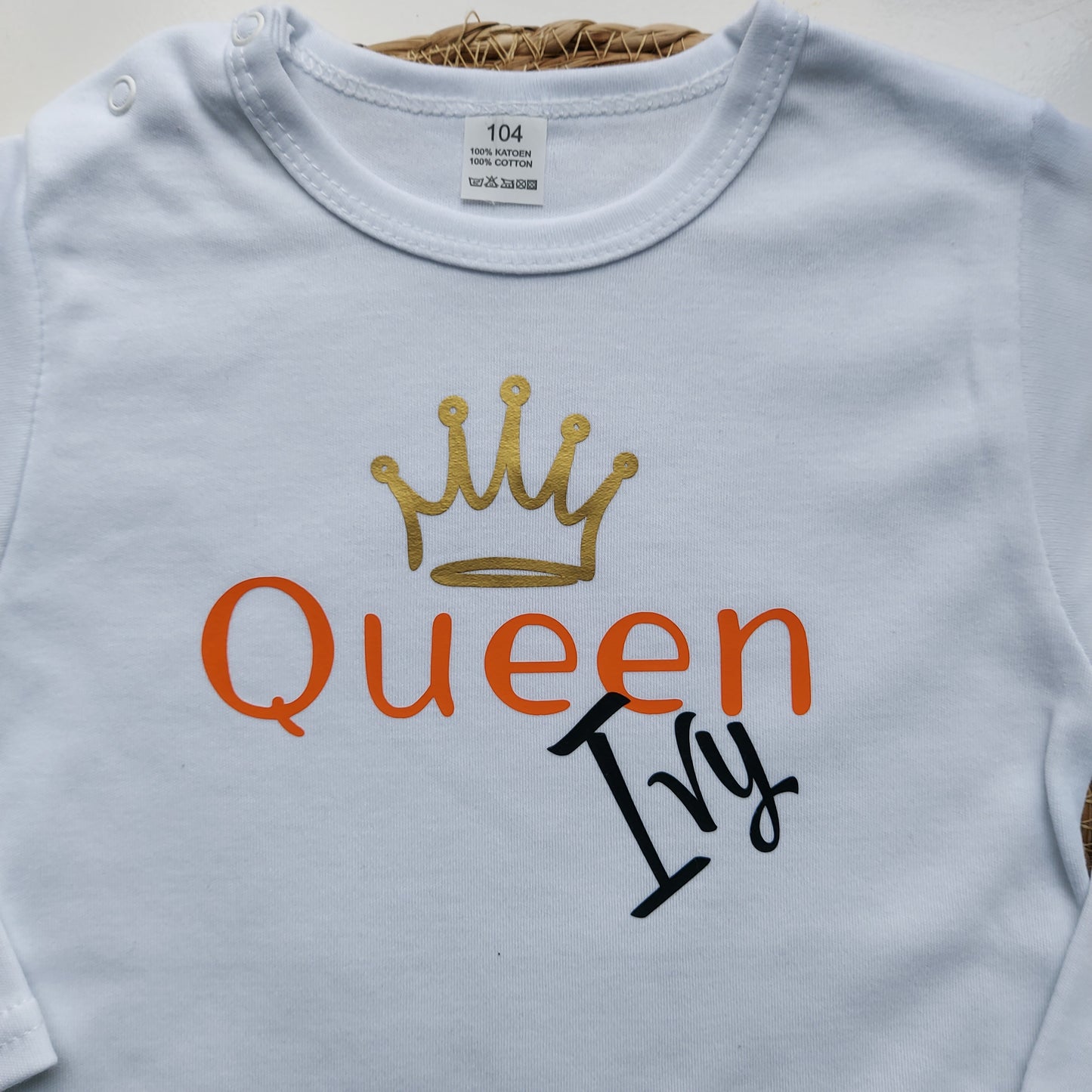 Koningsdag t shirt met naam met lange mouwen van het blije snoetje
