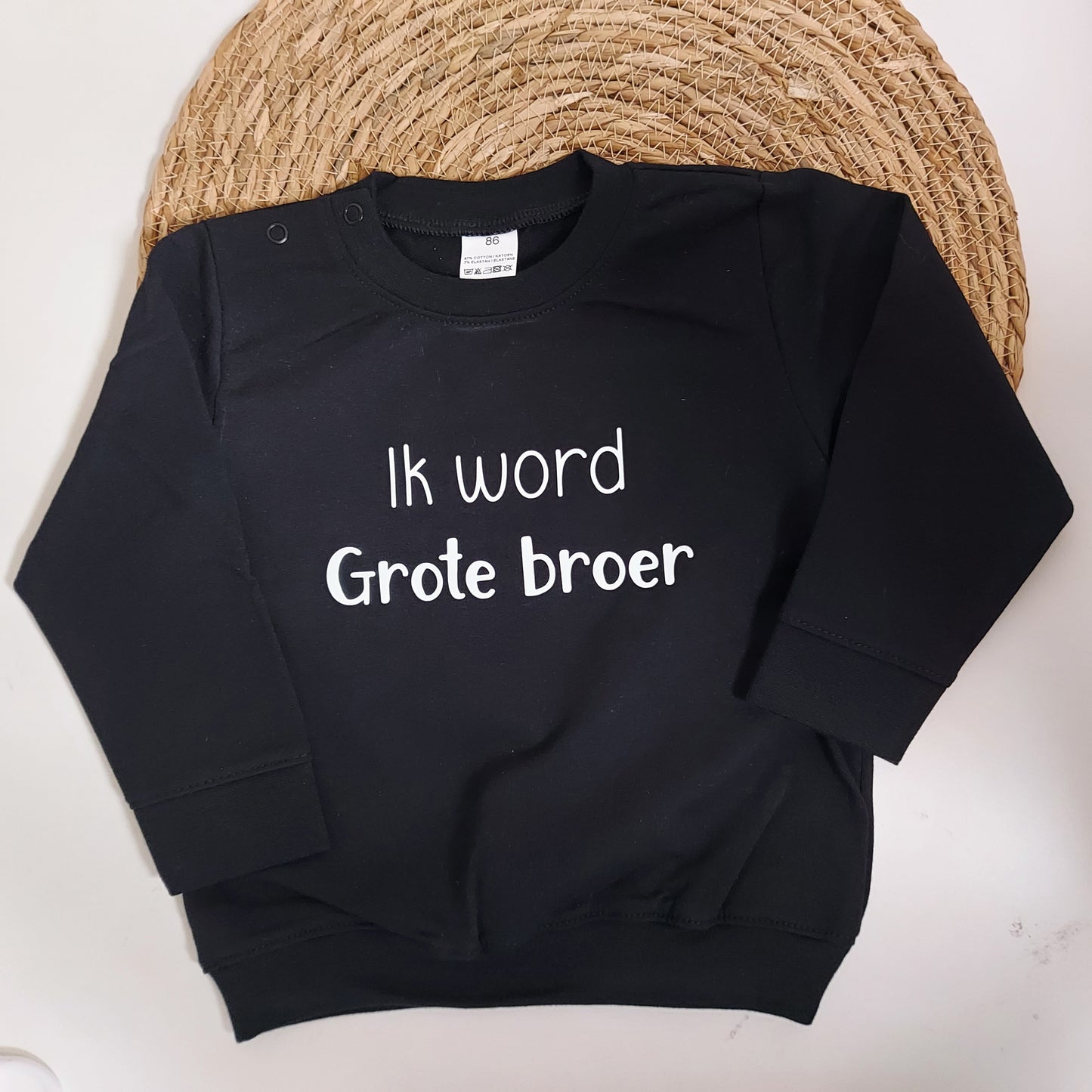 Sweater 'Ik word grote broer/zus' - Zwart