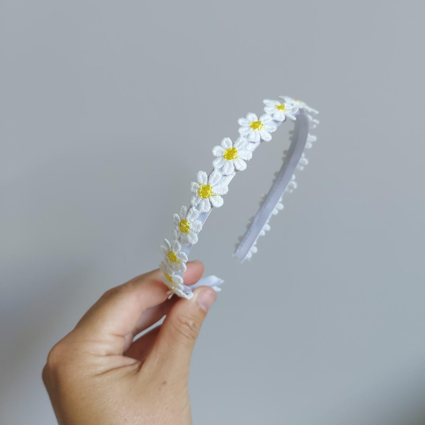 Haarband met kleine bloementjes - Wit/geel