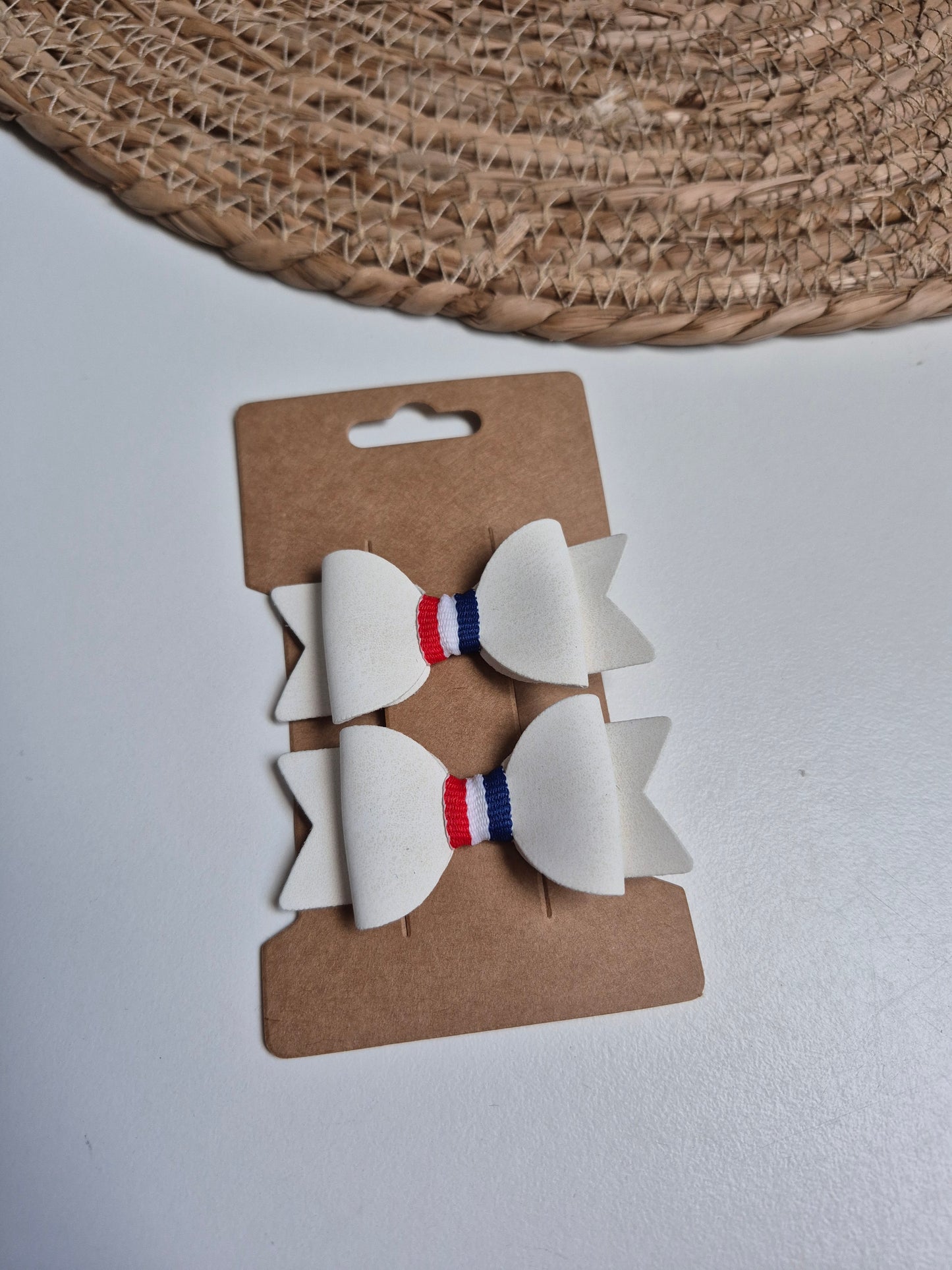 Haarstrikjes Gebroken wit met rood-wit-blauw