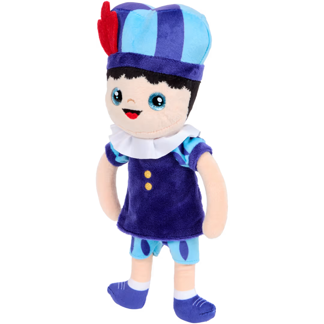 Pieten knuffel met naam - Blauw/Roze