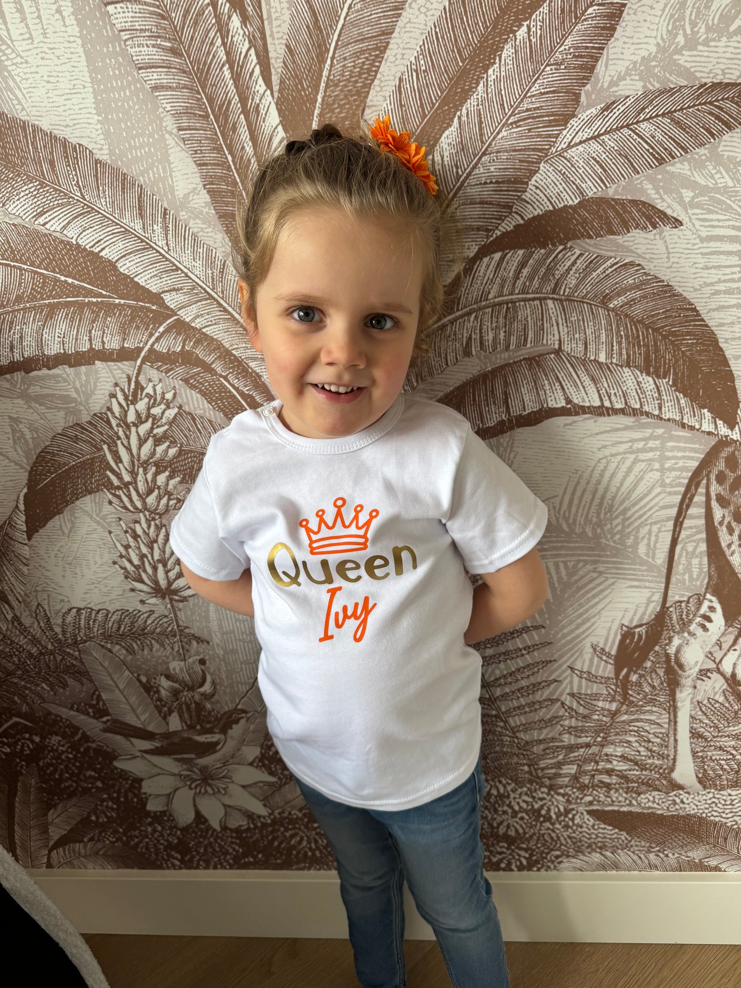T-shirt Koningsdag korte mouwen - Oranje kroon King / Queen