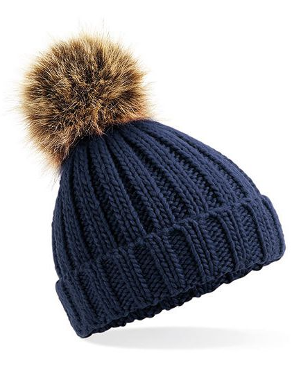 Kindermuts met pompon in het donkerblauw