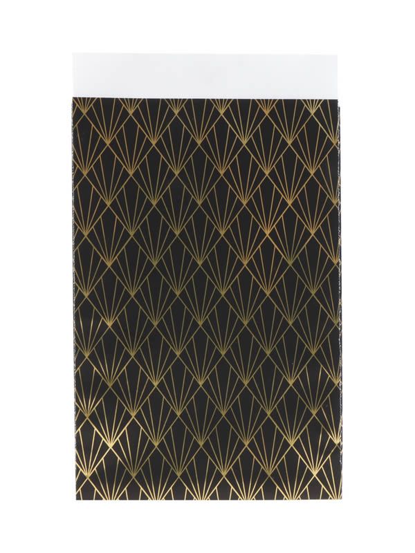 Cadeauzakjes zwart/goud, 12x19cm - 5 stuks