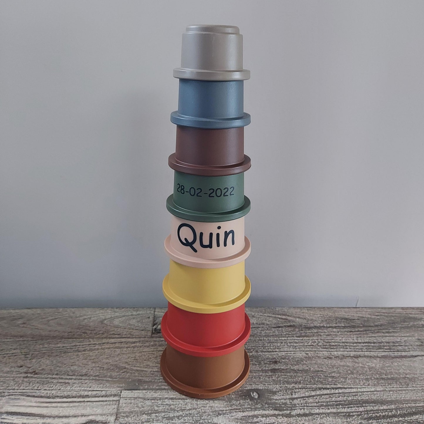 Mushie stapeltoren - Retro gepersonaliseerd