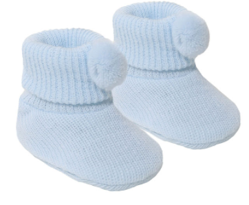 babysokjes met pomponnetje blauw van Het Blije Snoetje.