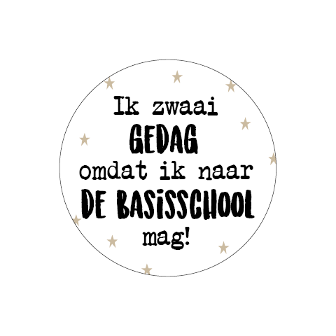 Stickers ik zwaai gedag omdat ik naar de basisschool mag van het blije snoetje.