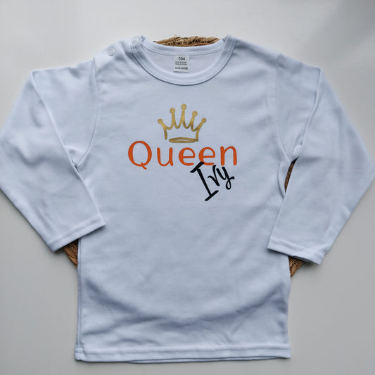 koningsdag t shirt met lange mouwen met naam van het blije snoetje