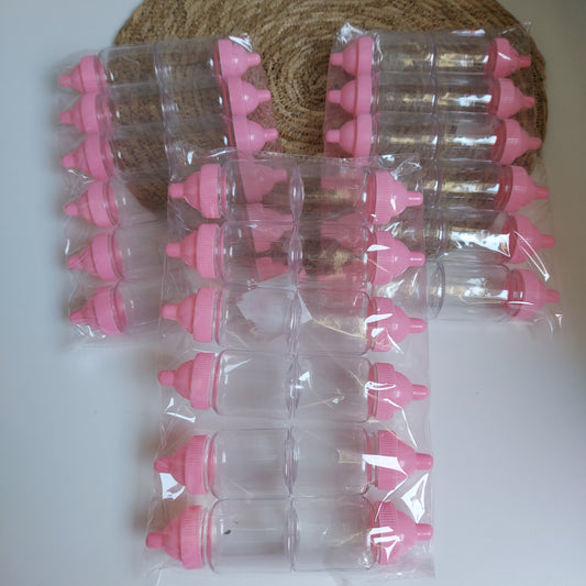 Traktatie babyflesjes roze - 30 stuks