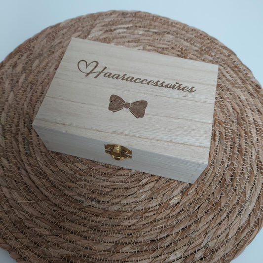 Houten bewaardoosje voor haaraccessoires