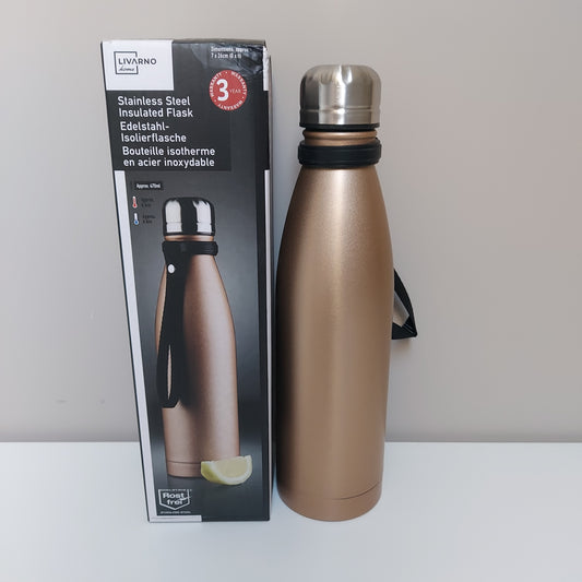 Thermosfles van roestvrij staal, met lus, 500 ml - Goudkleurig
