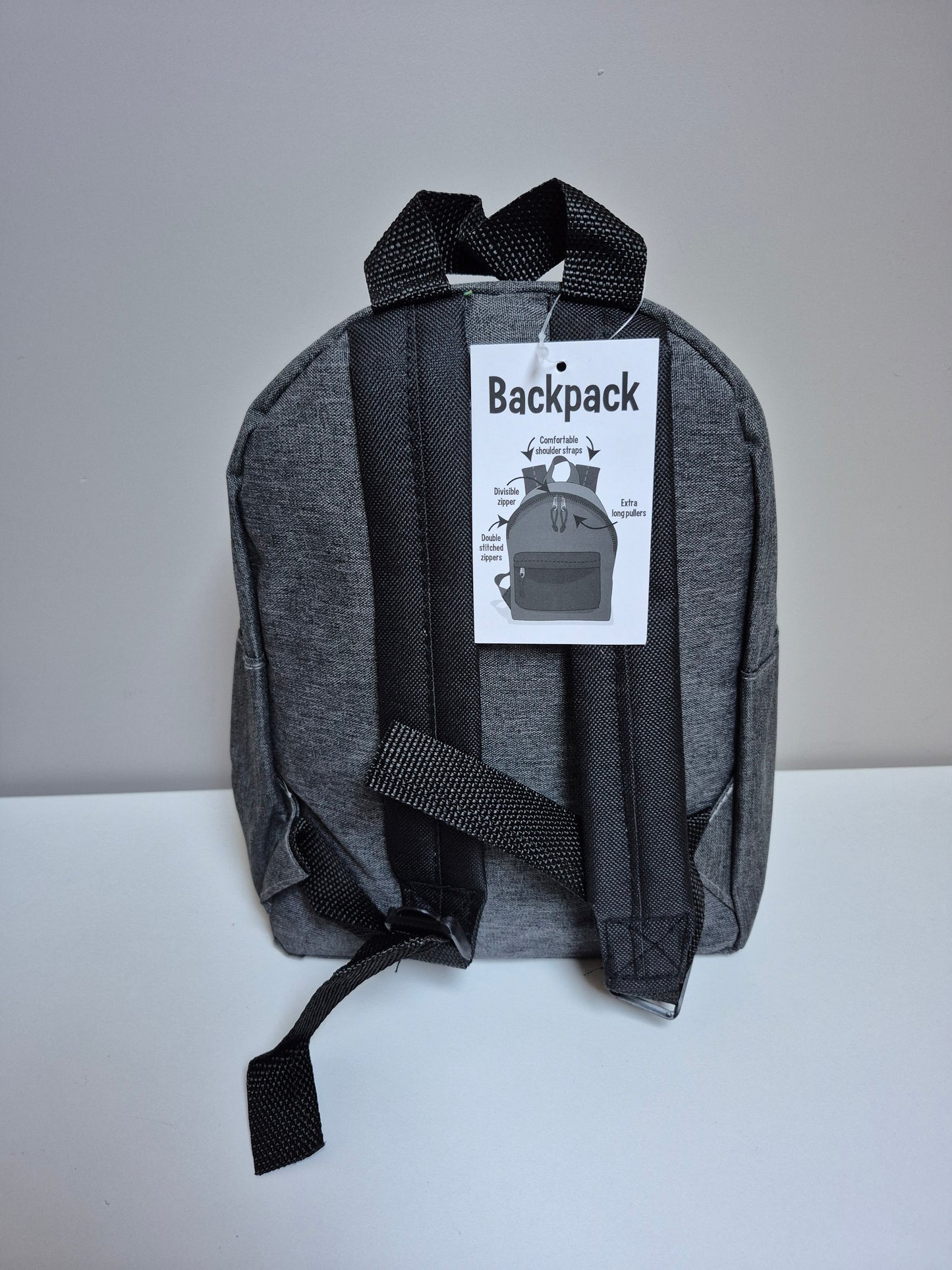 Kinder Rugzak Grijs – Peuter & Kleuter Rugtas met Voorvak – 28 x 21 cm