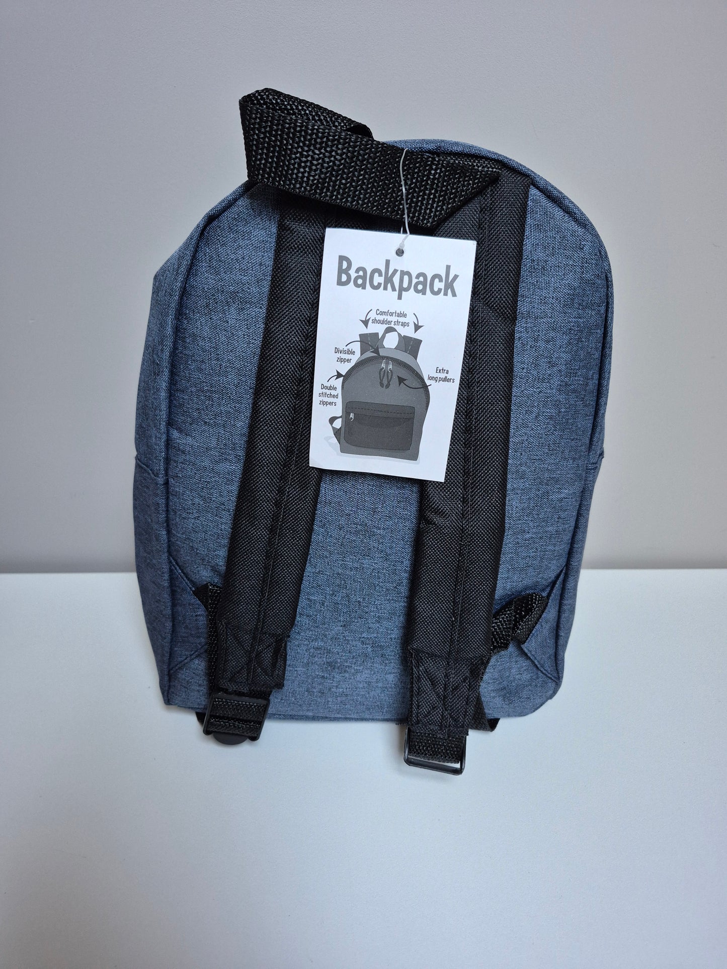 Kinder Rugzak Blauw – Peuter & Kleuter Rugtas met Voorvak – 28 x 21 cm