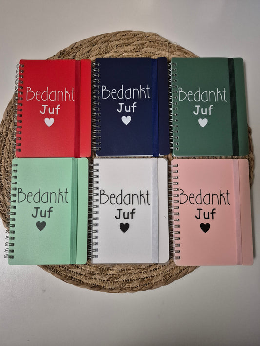 Notitieblok bedankt juf