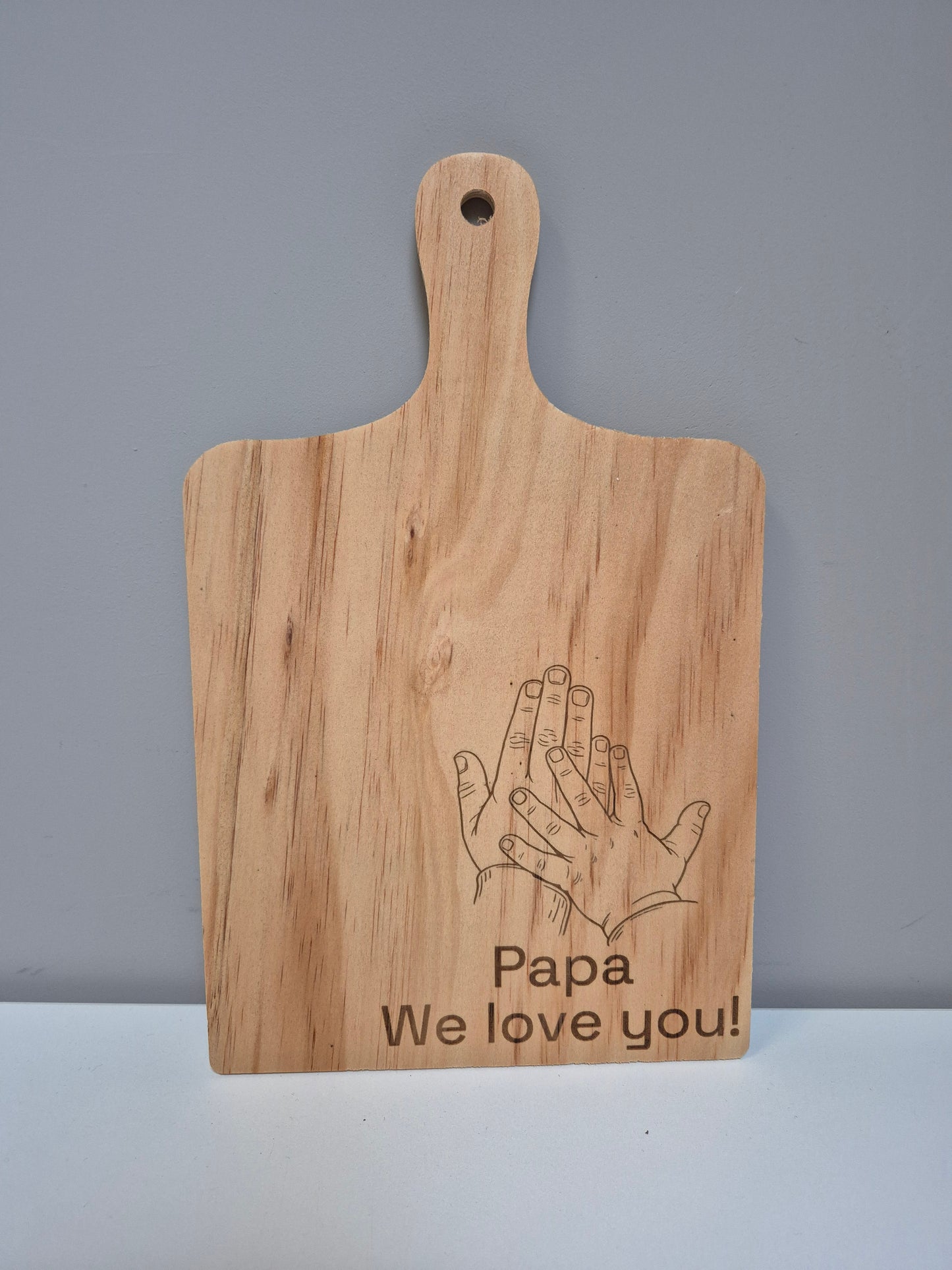 Houten Plankje Papa We Love You! – Gepersonaliseerd met Kinderhandjes