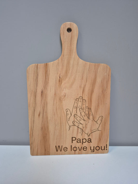 Houten Plankje Papa We Love You! – Gepersonaliseerd met Kinderhandjes