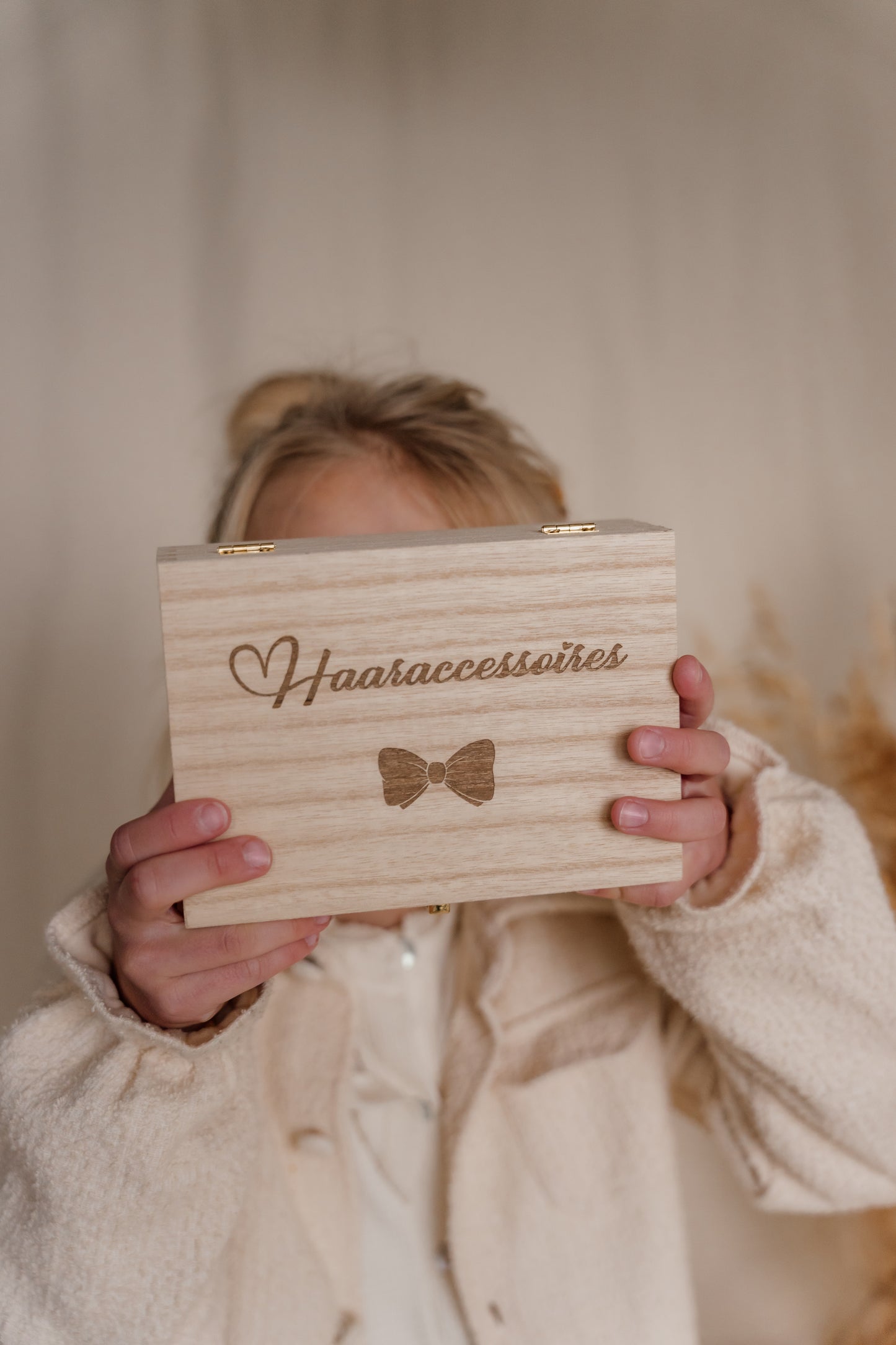 Houten bewaardoosje voor haaraccessoires