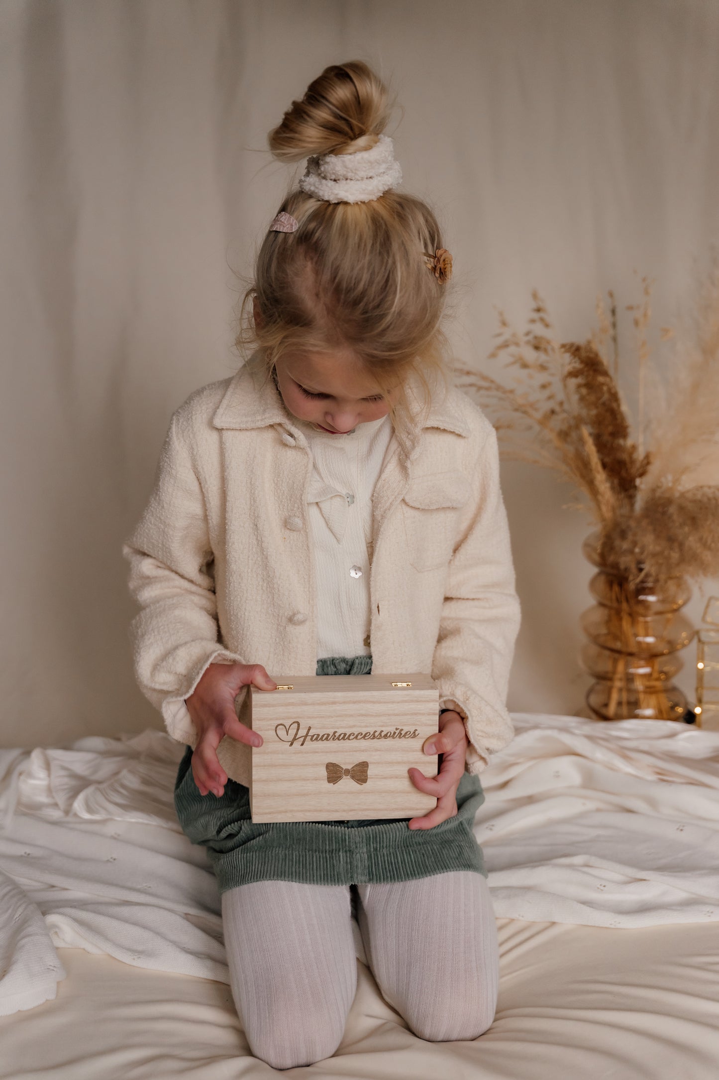 Houten bewaardoosje voor haaraccessoires