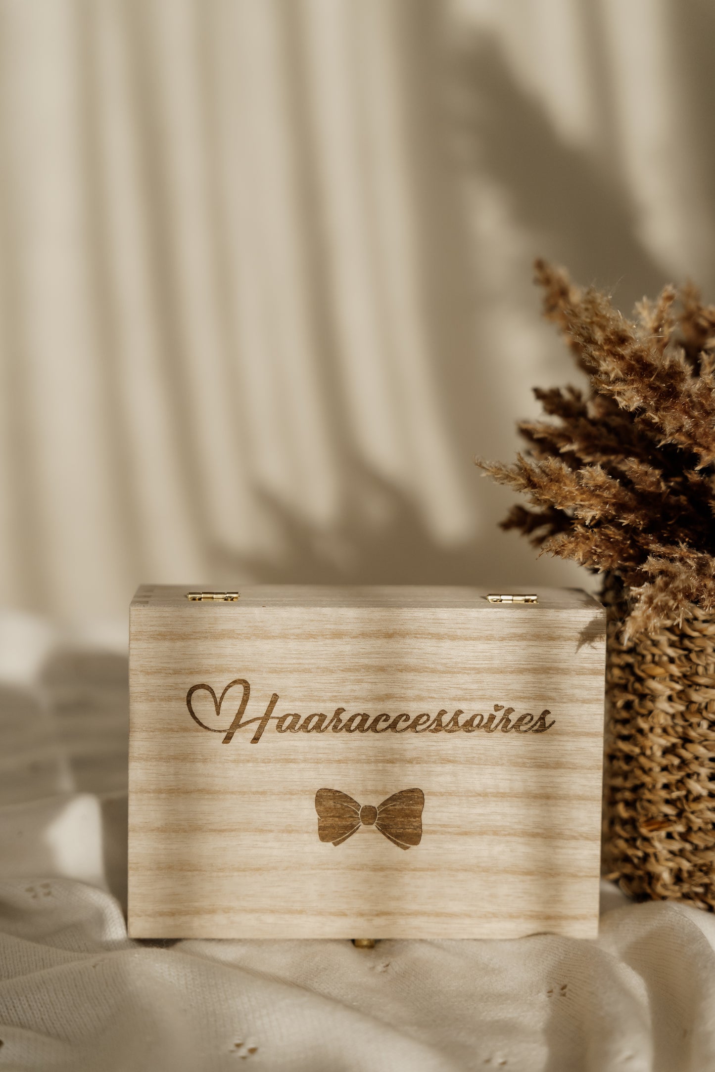 Houten bewaardoosje voor haaraccessoires