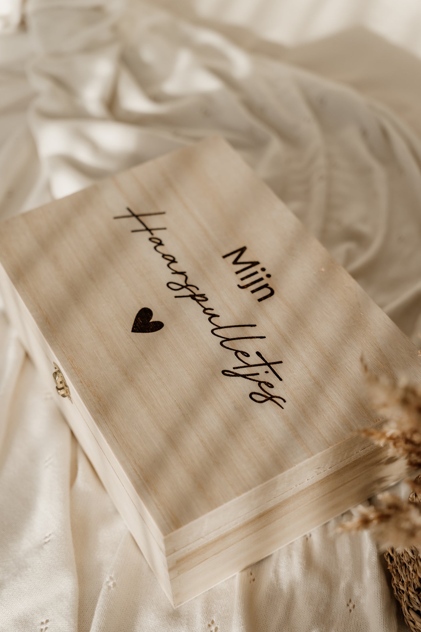 Houten bewaardoos 'Mijn haarspulletjes'