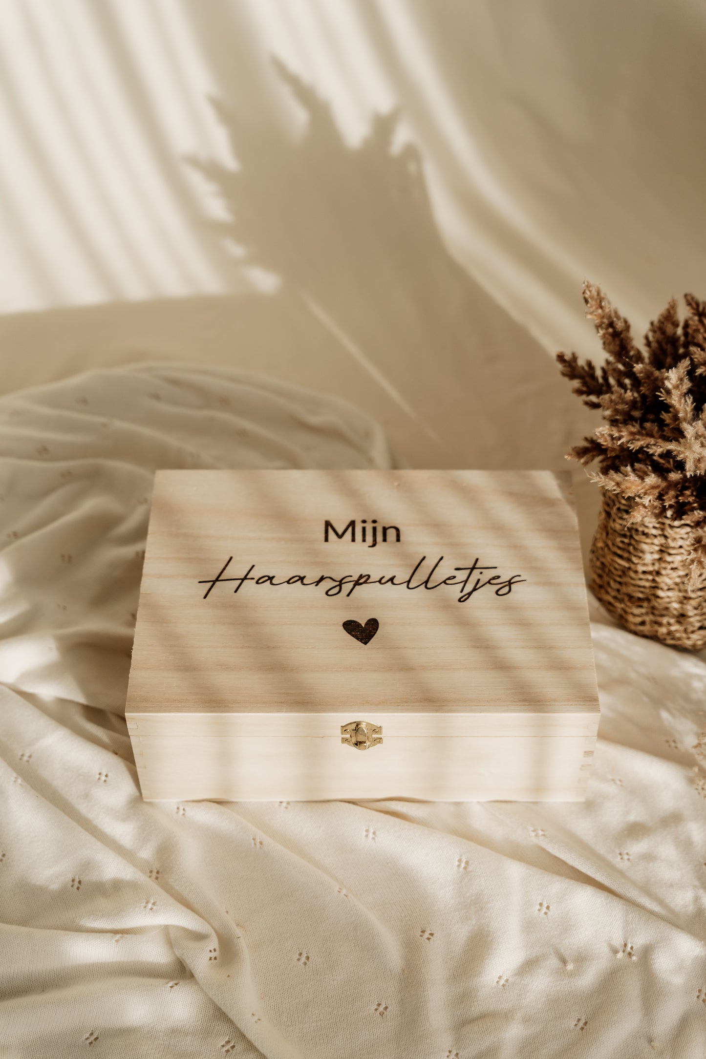 Houten bewaardoos 'Mijn haarspulletjes'