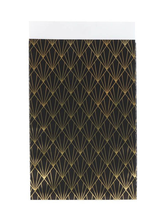 Cadeauzakjes zwart/goud, 12x19cm - 5 stuks