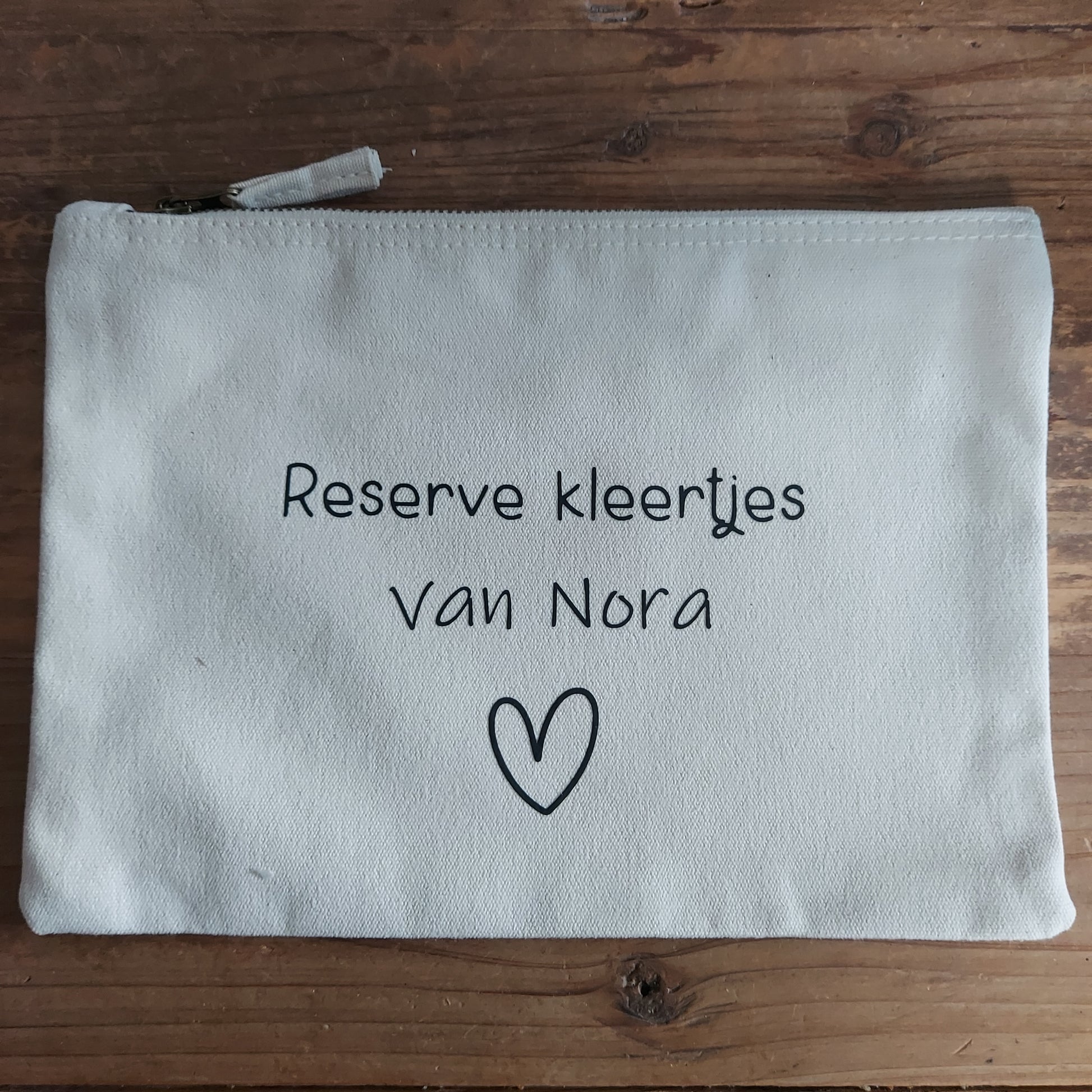 Reserve kleertje etui/organizer gepersonaliseerd creme van Het Blije Snoetje