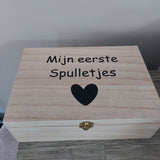 'Mijn eerste spulletjes' bewaardoos gepersonaliseerd van Het Blije Snoetje