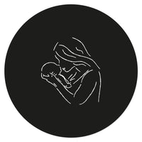 muurcirkel met lijntekening zwart vrouw met kind 30cm