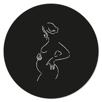 muurcirkel met lijntekening zwangere vrouw zwart 30cm