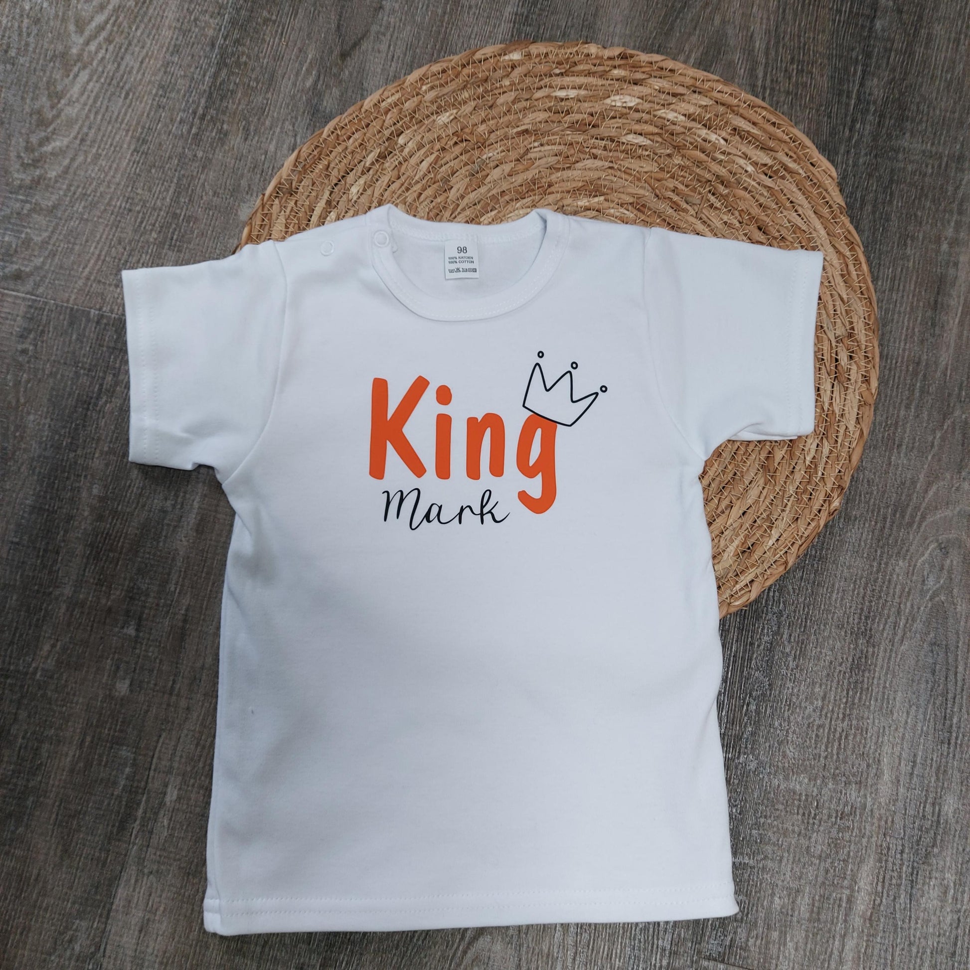koningsdag t shirt met naam van het blije snoetje