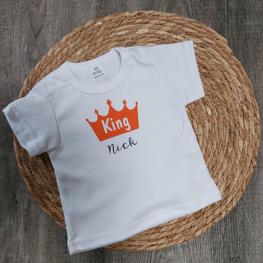 koningsdag tshirt met naam van het blije snoetje