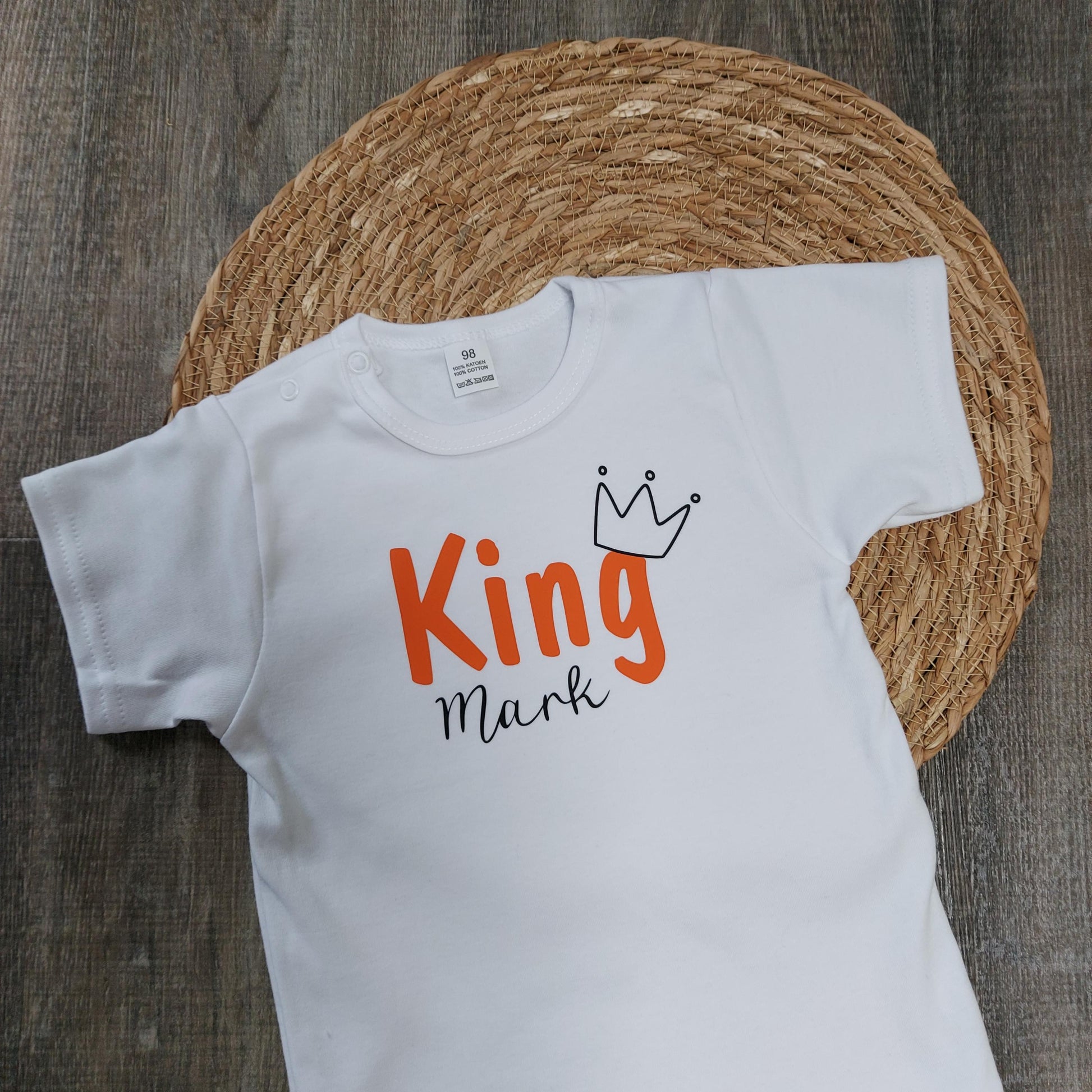 koningsdag tshirt met naam van het blije snoetje