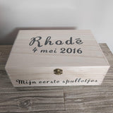 'Mijn eerste spulletjes' bewaardoos gepersonaliseerd van Het Blije Snoetje
