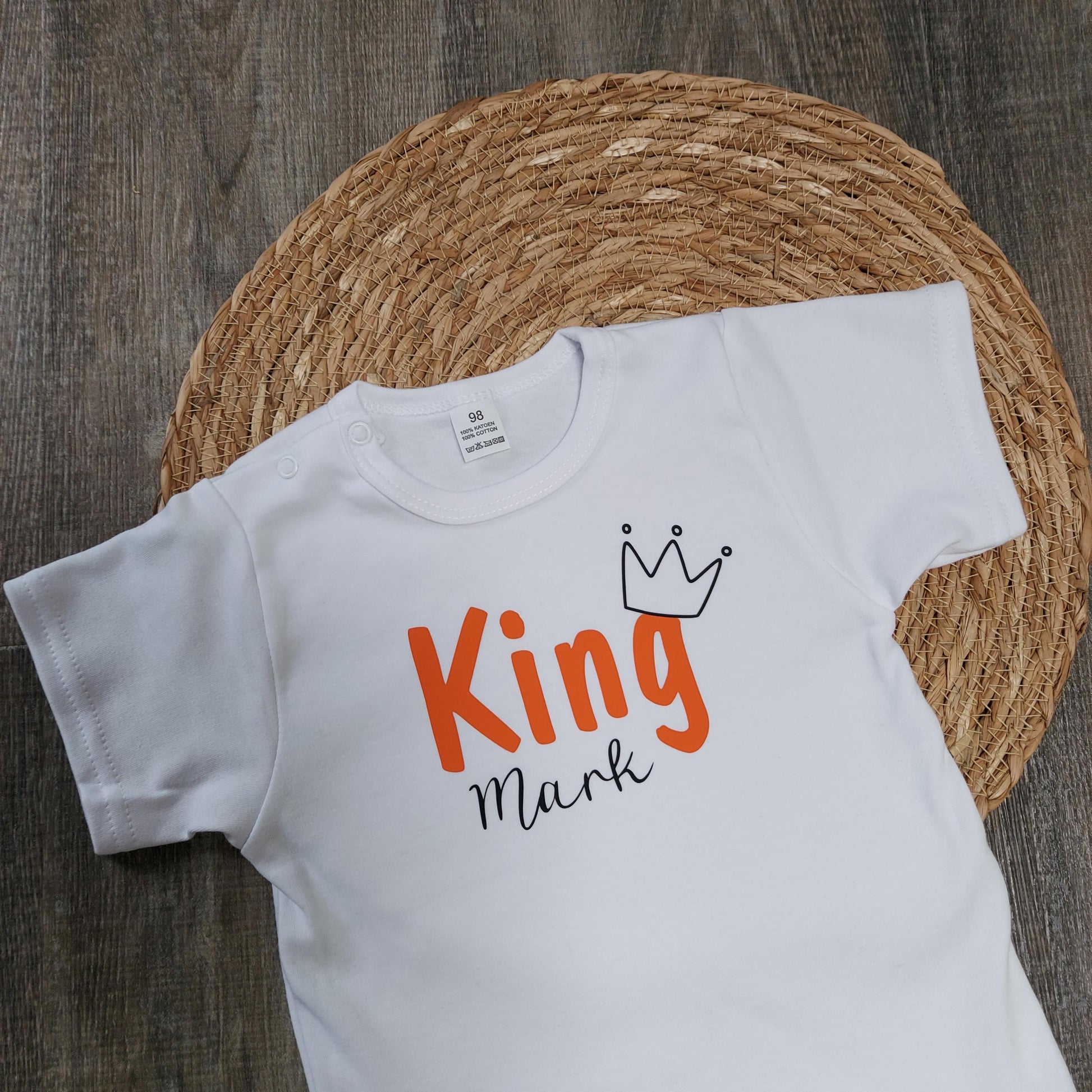 t shirt koningsdag met naam king / queen van het blije snoetje